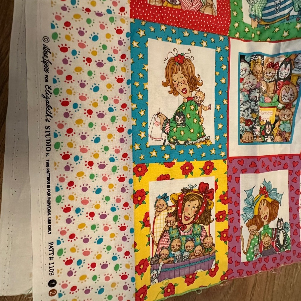 Elizabeth's Studio Cat Lady Alma Lynn Cotton Fabric Panel 23x44 Quilting Sewing - Picture 13 of 15